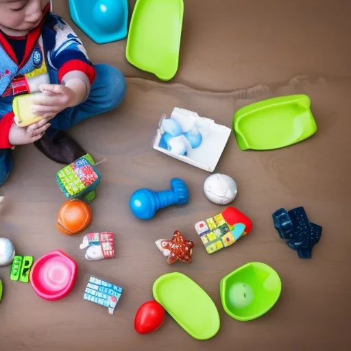 

Une image d'un enfant en train de jouer avec des jouets variés, représentant la diversification menée par l'enfant (DME). L'image montre l